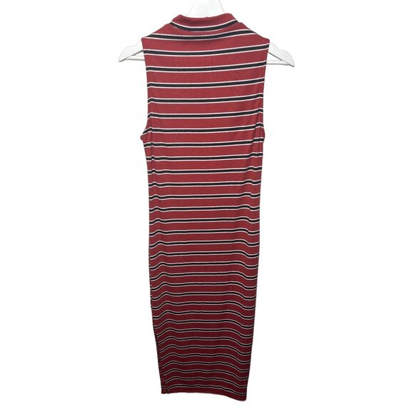 Lulus Red Striped Tank Midi Dress Small Sleeveless Bodycon Casual Work - Picture 2 of 8